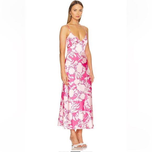NWT Bardot Malinda Slip Dress Pink Abstract print tie back Revolve 4 - Picture 2 of 10